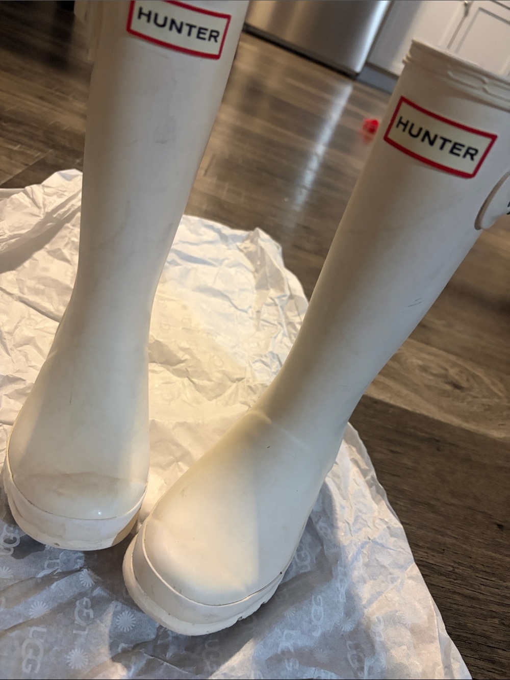 Hunter White Tall Waterproof Rain Boots